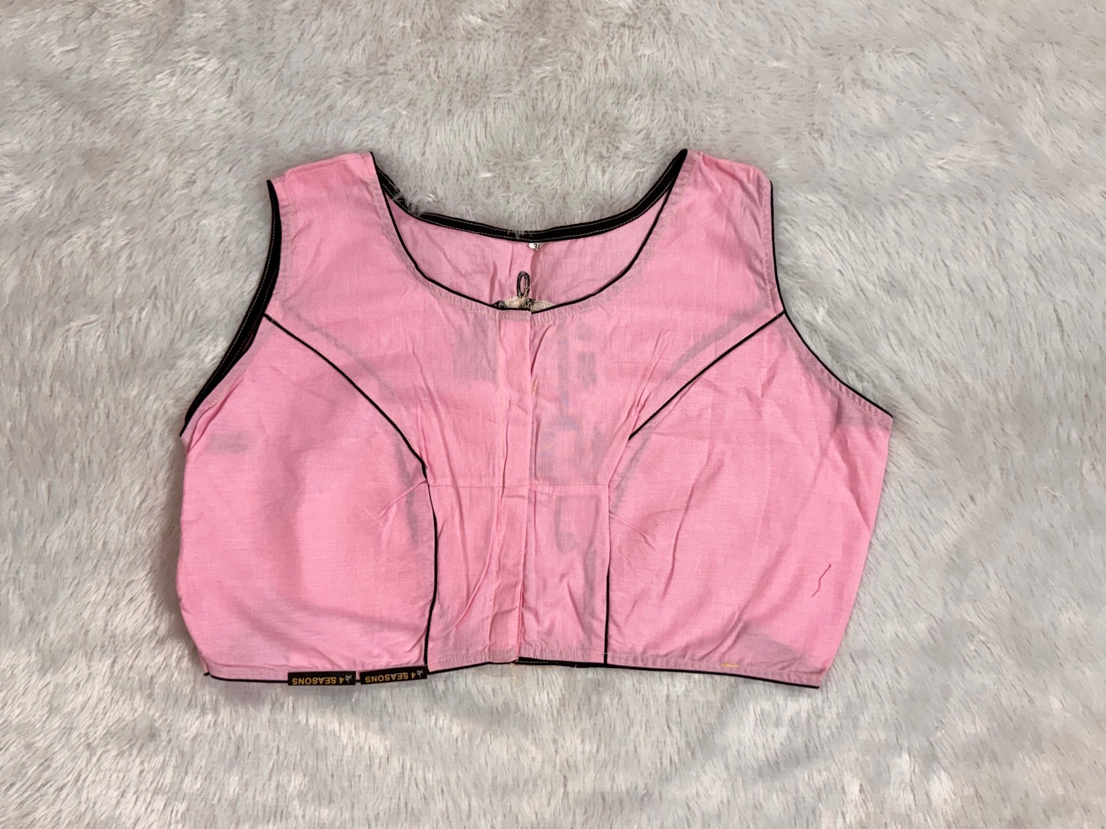 Pink pure cotton embroidery on back side of blouse