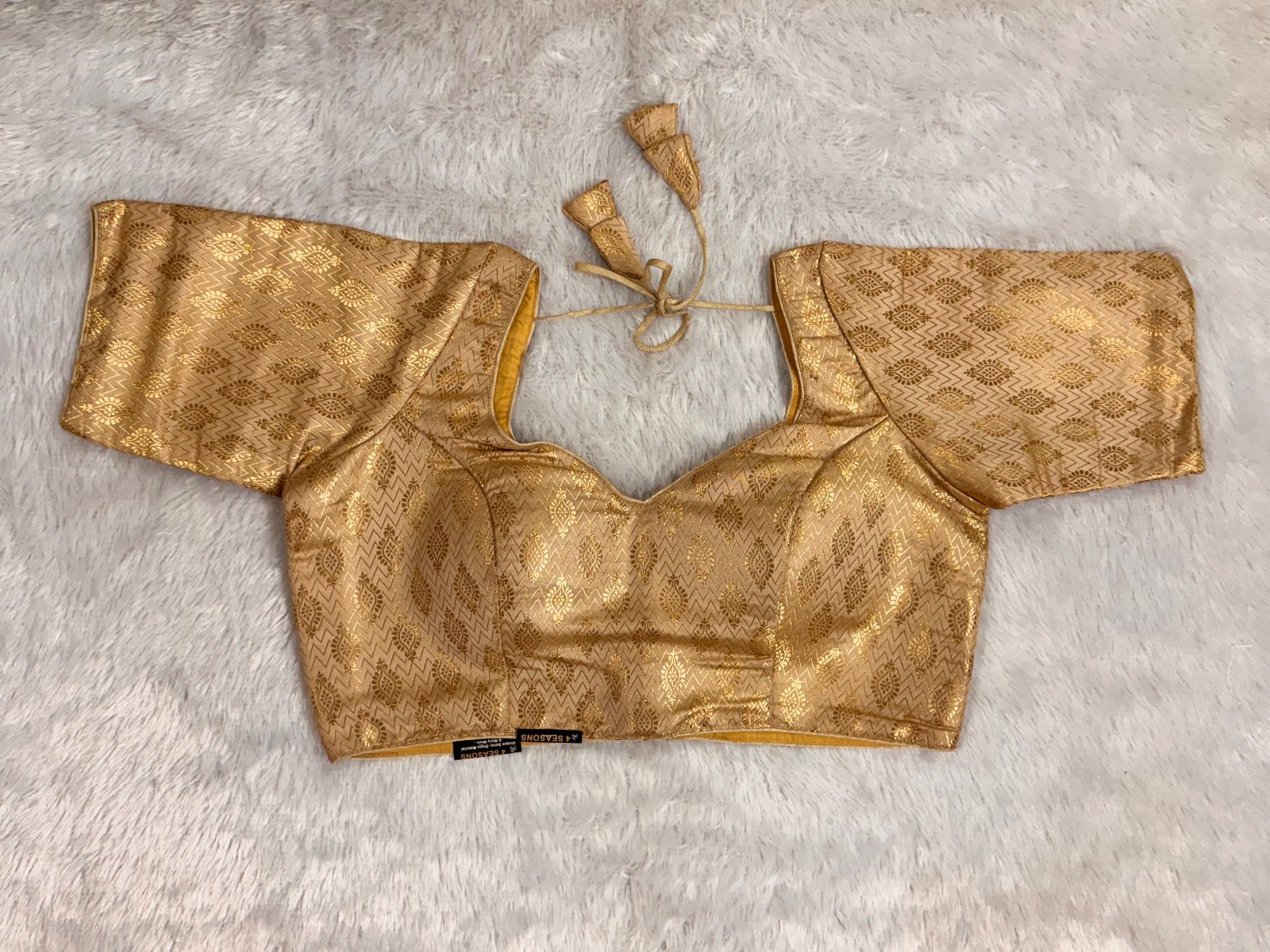 Golden cream Blouse with astar piping back knot