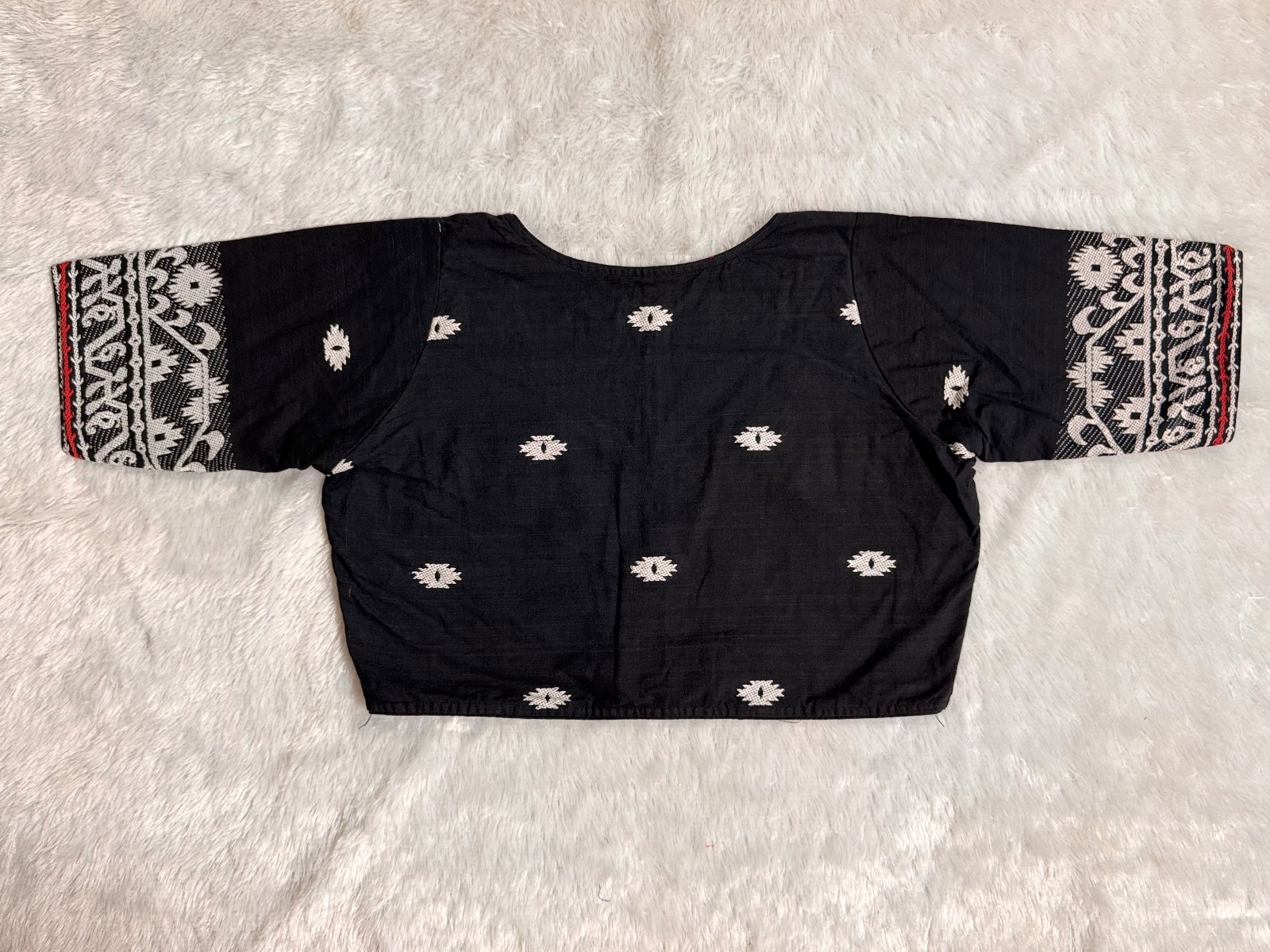 Black pure cotton weave butta all over & sleeves (astar & piping)